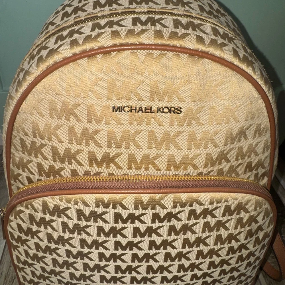 Michael Kors Tan Monogram Backpack - Picture 3 of 8